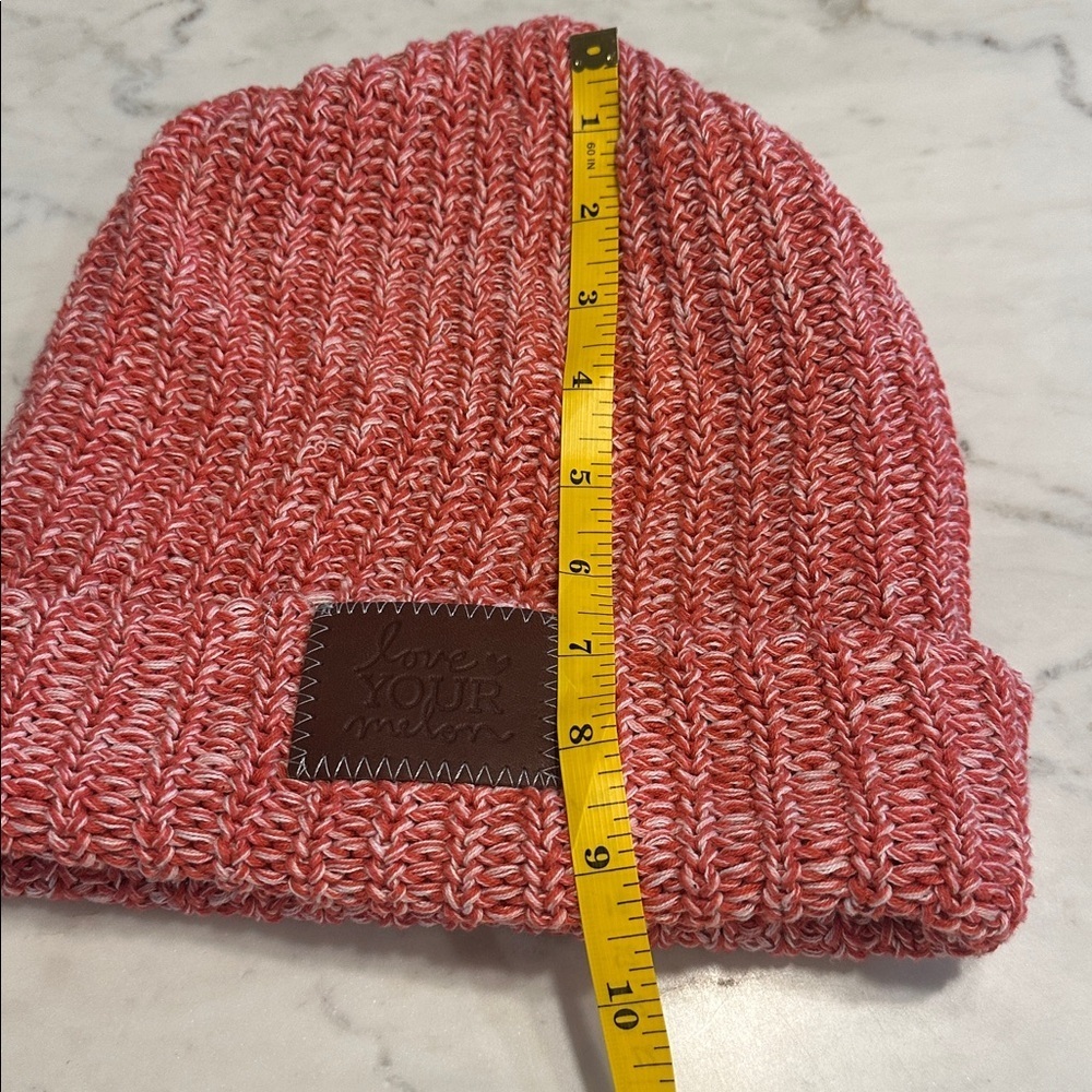 Love Your Melon Red& White Marled Knit Beanie - Picture 6 of 6